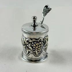 Portuguese Topazio Cazenovia Silverplate Salt Cellar with Spoon